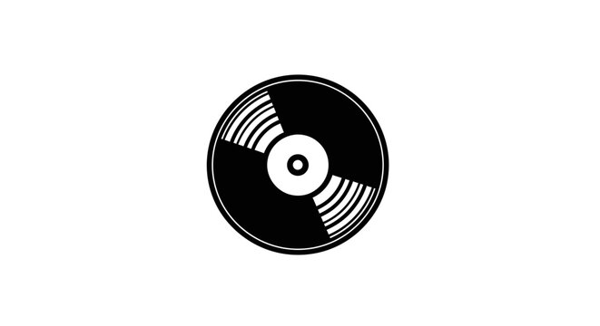 Black vinyl record on white background.