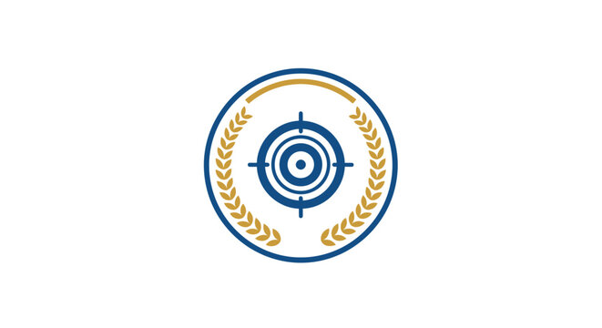 Blue and gold target logo symbol.