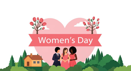Fototapeta premium Two women celebrating International Womens Day with cheerful expressions.