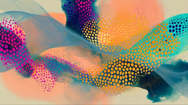 Abstract colorful geometric halftone pattern background with organic fluid shapes video