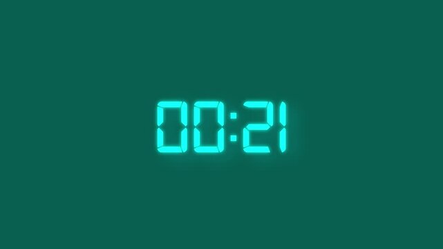 Animation of 25 second countdown timer, 25 to 0 countdown. Sustainable timer icon.