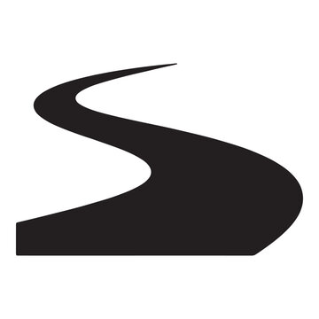 Black winding road vector icon with sharp turn Vector