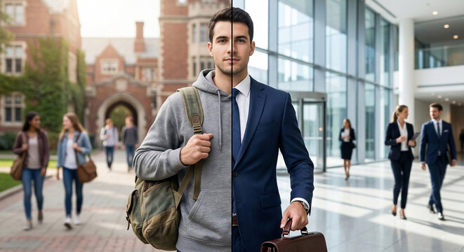 Man Student Businessman Career Transition Education Professional Journey