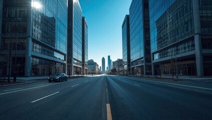 Obraz premium Deserted city street and structures