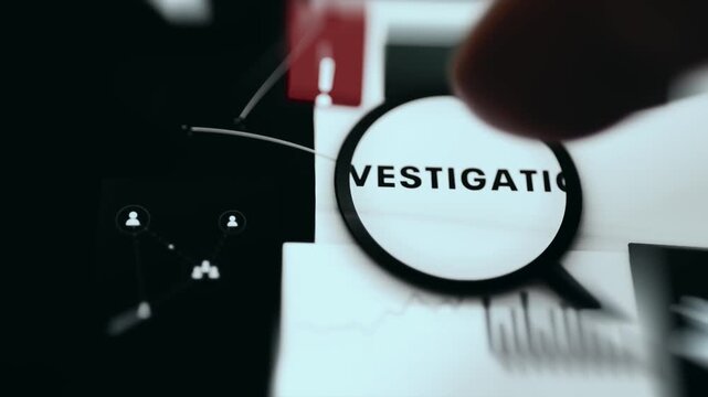 Magnifying glass enlarges the word INVESTIGATION