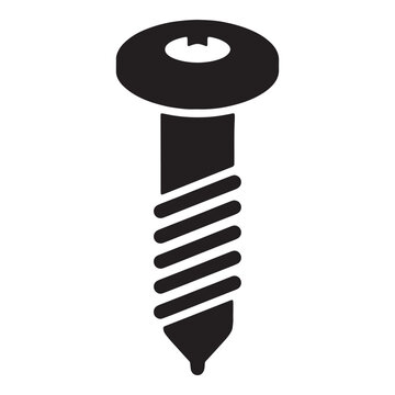 Black screw with flat head and countersunk tip Vector