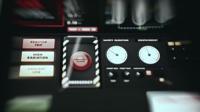 Control panel for a nuclear reactor with Emergency Scram button