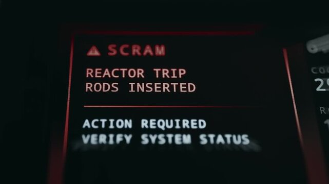 SCRAM alert indicating an emergency shutdown for a nuclear reactor