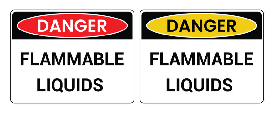 Danger Flammable Liquid Sign Fire Hazard Warning Safety Label Vector Illustration