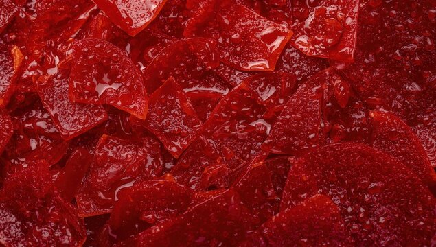 Detailed view of numerous sliced traditional Chalta pickle or Elephant Apple fruit leather, perfect for South Asian snack and street food promotion.