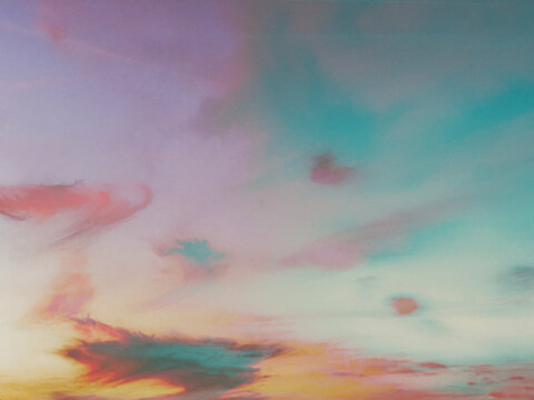 watercolor background with clouds