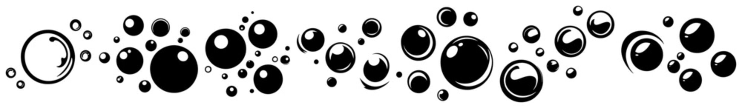 Decorative border with floating air bubbles in cartoon style