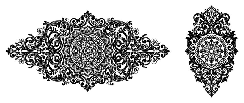 ornate damask mandala patterns decorative elements