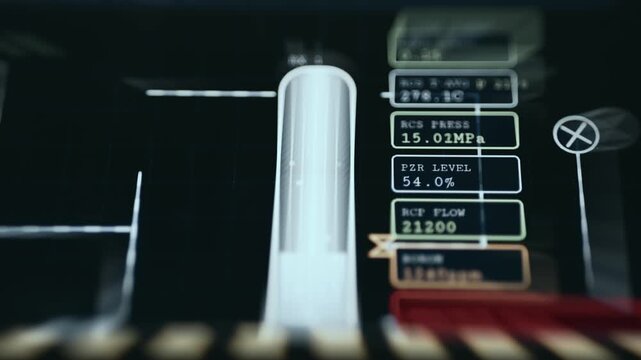 Pressurized Water Reactor control display with essential technical indicators