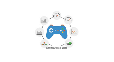 A Graphic Representation Of A Game Monitoring System It Consists Of A Blue © Nurrohman