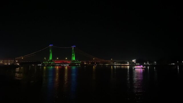 The iconic Ampera Bridge at night