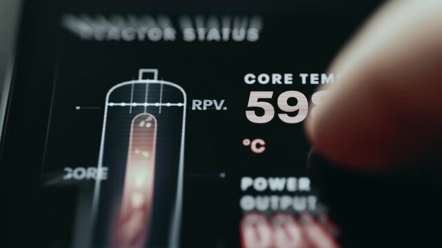 Nuclear reactor status dashboard showing critical operating parameters requiring immediate response