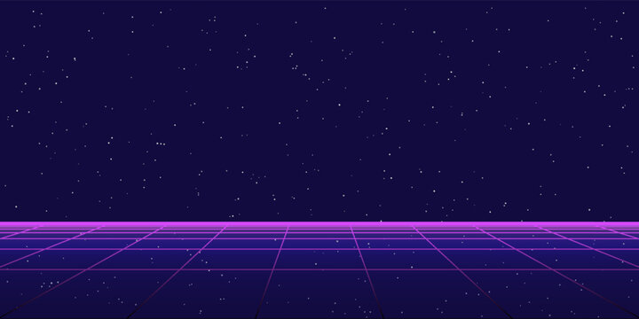 Background floor vaporwave for grid ground box and retro game futuristic. Bg dimension tunnel for purple perspective 3d and pattern square line. Background gradient light for grid 90s digital.