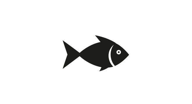 Black Fish Icon Side View.