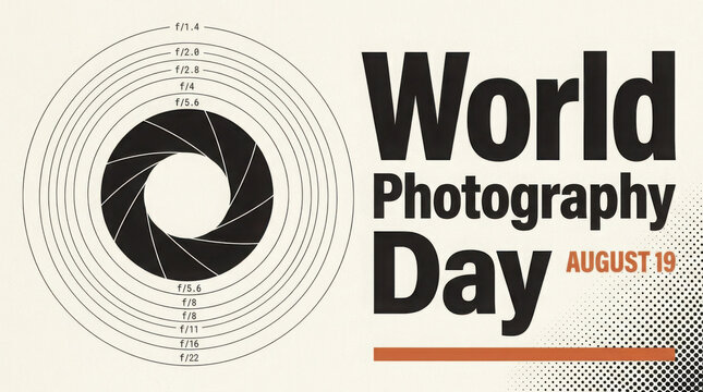 Camera aperture diagram with f-stop settings for day poster lens generated using ai