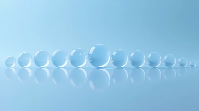 Crystal blue glass spheres on soft gradient