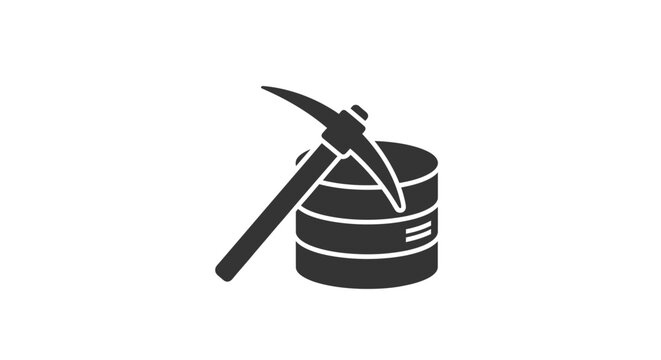 Black pickaxe on a barrel.