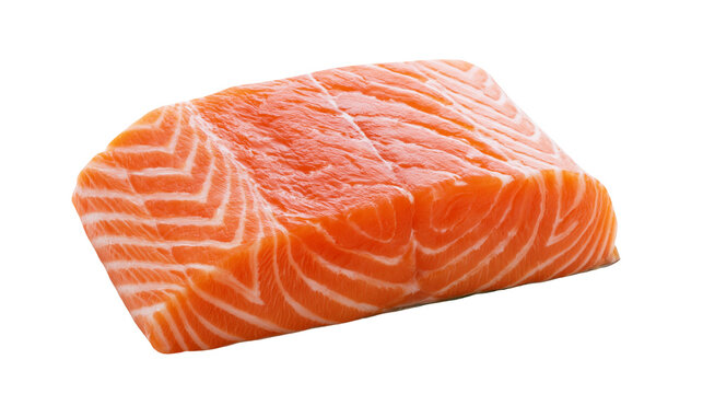 Fresh raw salmon fillet with white fat lines