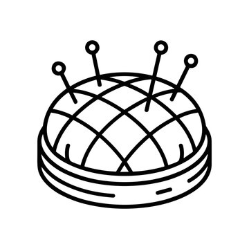 Black and white pin cushion drawing.