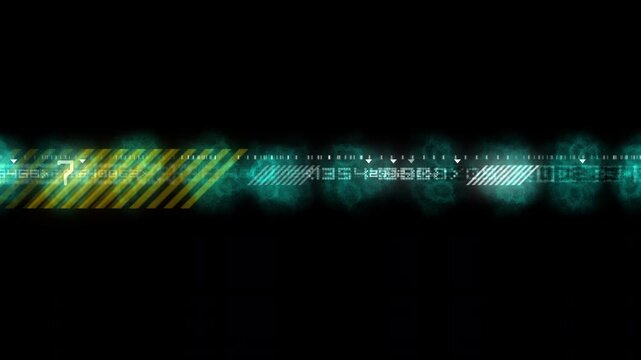 Looped animation of illuminated graphics simulating a rapid, chaotic flow of data.