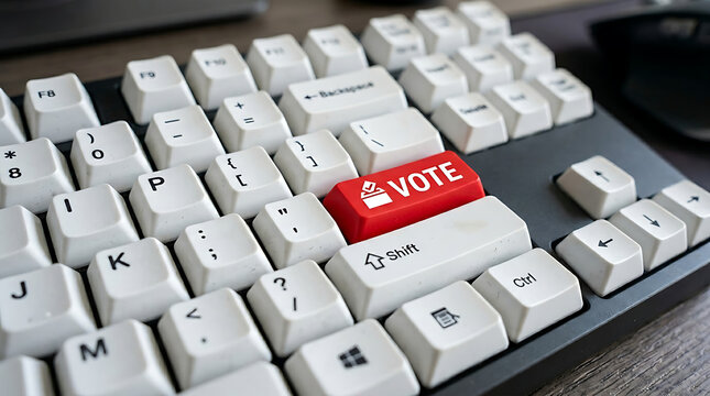 Vote Keyboard Button &ndash; Online Voting, Elections and Democratic Participation Concept