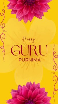 Guru Purnima Pink and Yellow Floral Greeting Video Story
