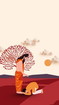 Guru Purnima Yellow and Black Illustrated Greeting Video Story