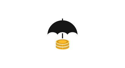 Umbrella Protecting Stack of Gold Coins. © Sipa