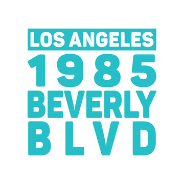 Los Angeles 1985 Beverly Blvd Retro Y2K Typography Vector Graphic