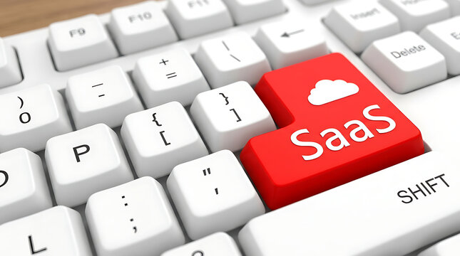 SaaS Keyboard Button &ndash; Software as a Service, Cloud Computing and Enterprise Software Concept