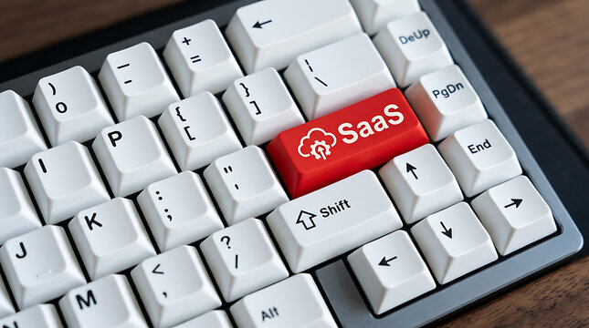 SaaS Keyboard Button &ndash; Software as a Service, Cloud Computing and Enterprise Software Concept