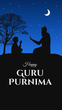Guru Purnima Blue and Black Vibrant Greeting Poster Story