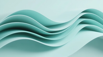Fototapeta premium Soft green wavy curves on minimalist background