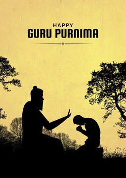 Guru Purnima Gold and Black Illustration Greeting Poster