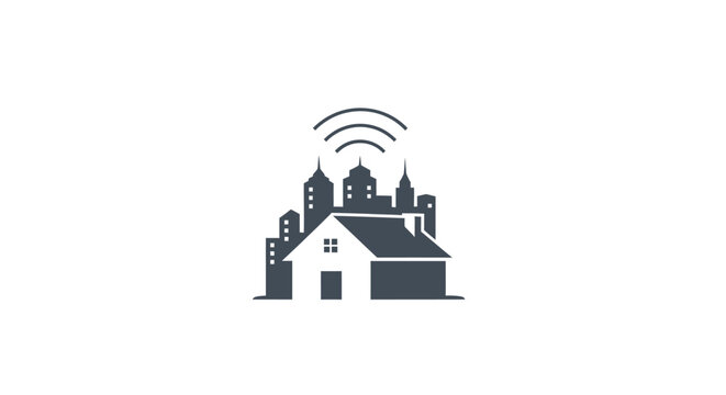 Smart Home Technology House Icon.