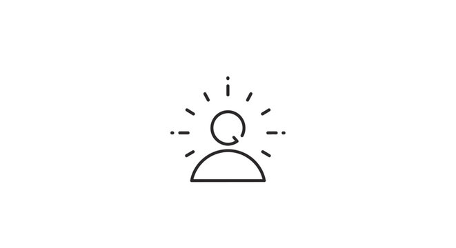 Simple Line Drawing of Person with Rays.