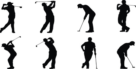 Naklejka premium Golf Player Silhouettes in Action untitled