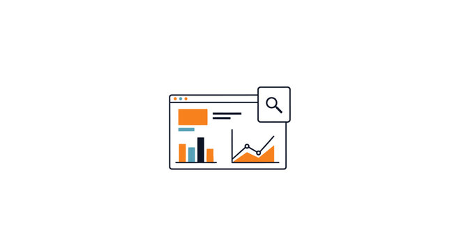 Simple Line Graph Icon with Search.