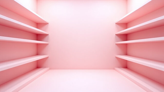 Beautiful modern house creative iteration design style concept nature Soft pink shelves line a modern