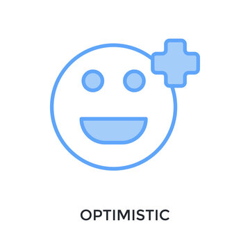 Optimistic Icon Lineal Blue Style. Vector Illustration For Graphic Design