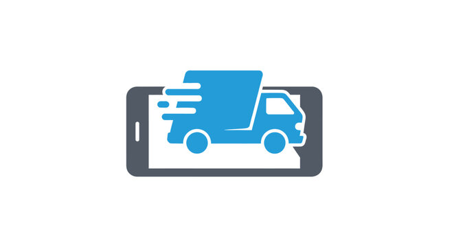 Smartphone Displaying Truck Delivery Icon Graphic.