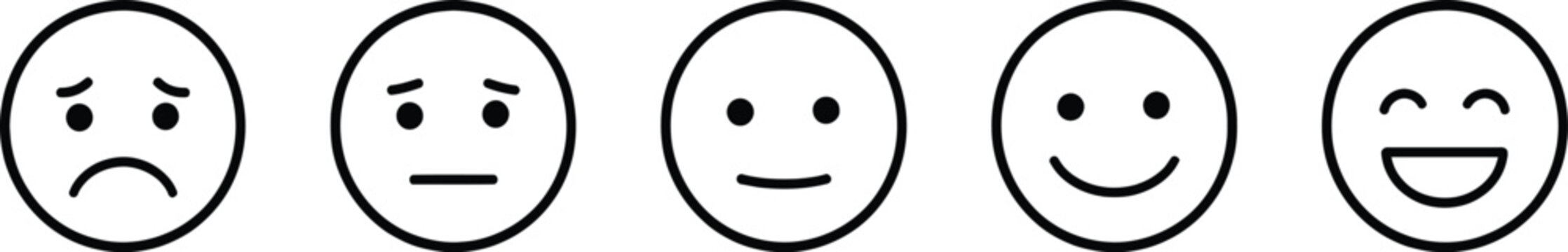 Customer Satisfaction Emoji Face Rating Icon Set Vector Illustration