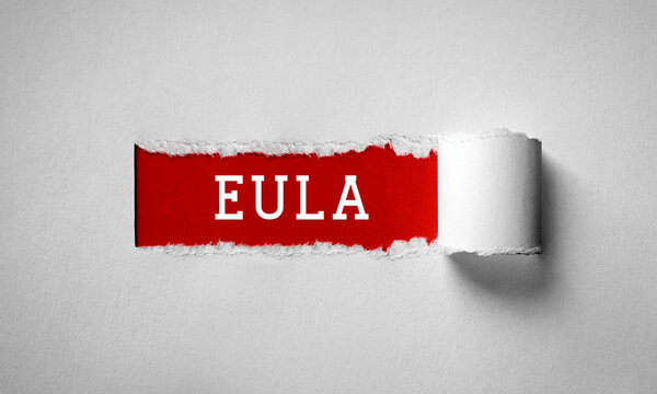 EULA, End User License Agreement - torn paper strip concept