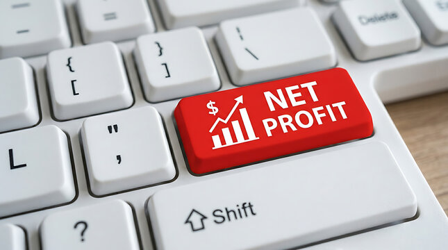 Net Profit Keyboard Button &ndash; Business Finance, Profitability and Financial Performance Concept