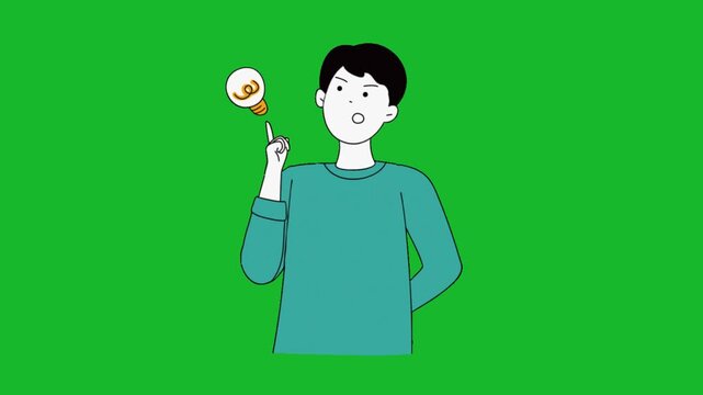 Young Man Thinking Vector Animation | Creative Idea Character Motion Graphics 4K